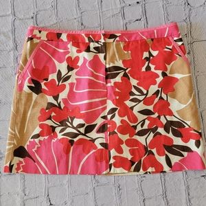 J.Crew Pink Tan Mini Skirt Sz L NWOT